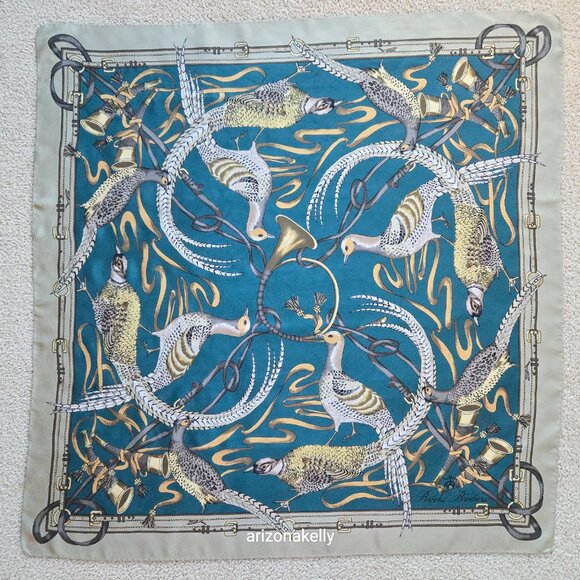 Brooks Brothers Silk Square Scarf Game Birds Pheasant - Picture 2 of 16